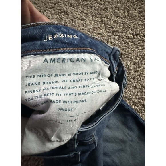 American Eagle  super stretch jeggings size 0 distressed Skinny Leg Medium Wash - Picture 7 of 13